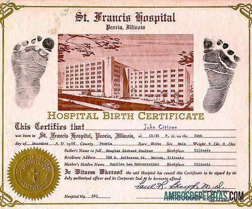 Certidão de nascimento do Hospital St. Francis dos Estados Unidos baixar para verificação